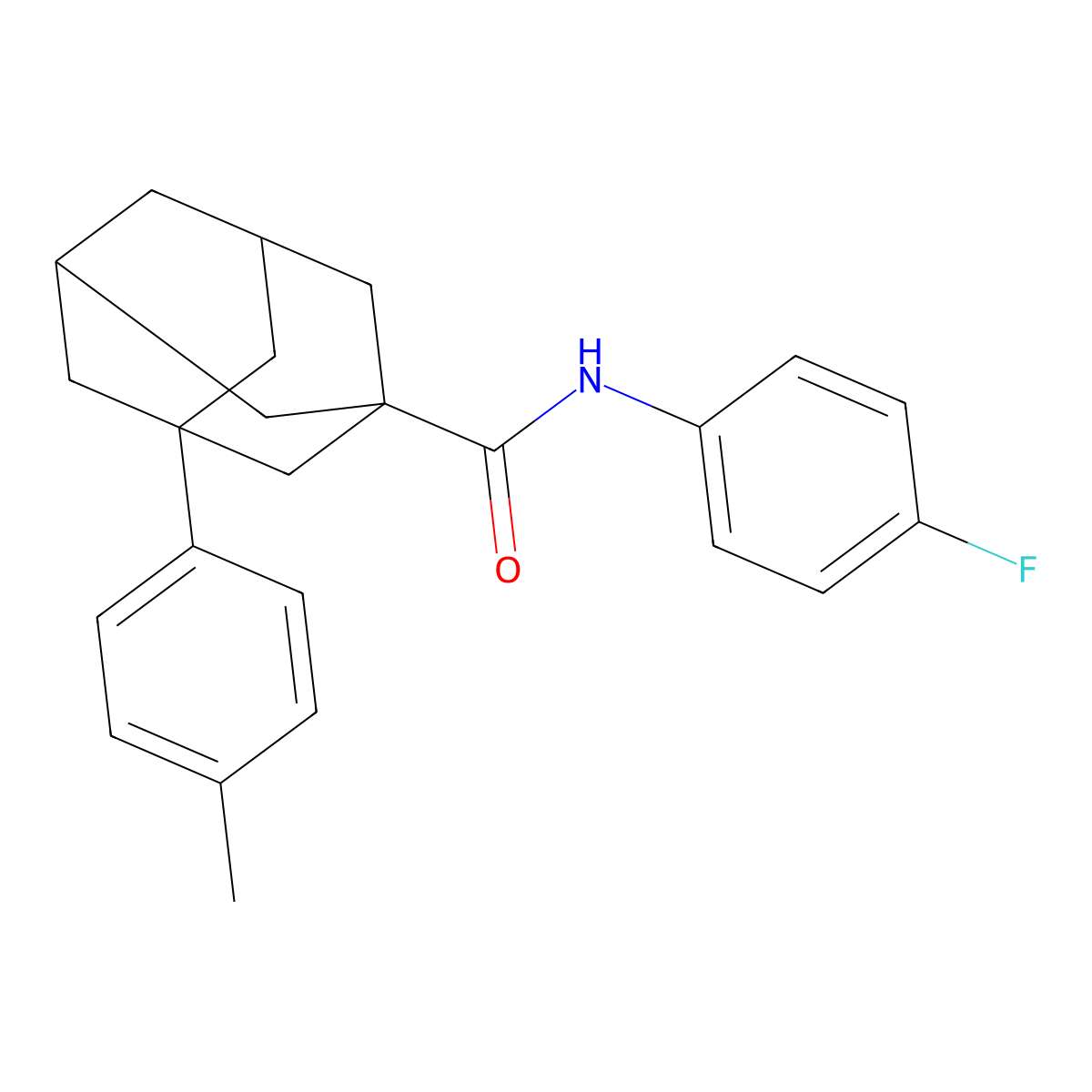 N-(4-fluorophenyl)-3-(4-methylphenyl)adamantane-1-carboxamide molecular structure, CAS 306737-35-9