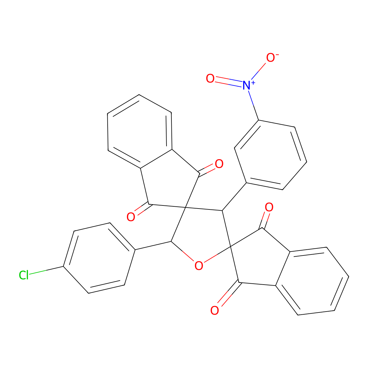 5'-(4-Chlorophenyl)-3'-(3-nitrophenyl)dispiro[indene-2,2'-furan-4',2''-indene]-1,1'',3,3''-tetrone molecular structure, CAS 306737-42-8