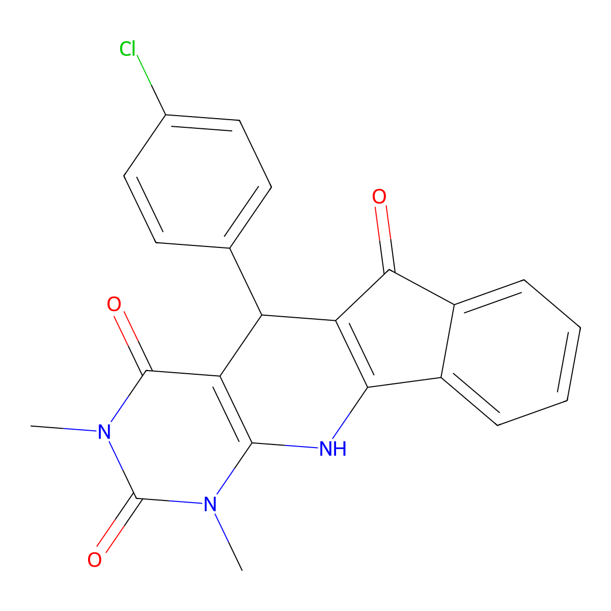 5-(4-chlorophenyl)-1,3-dimethyl-5,11-dihydro-1H-indeno[2',1':5,6]pyrido[2,3-d]pyrimidine-2,4,6(3H)-trione molecular structure, CAS 306737-47-3