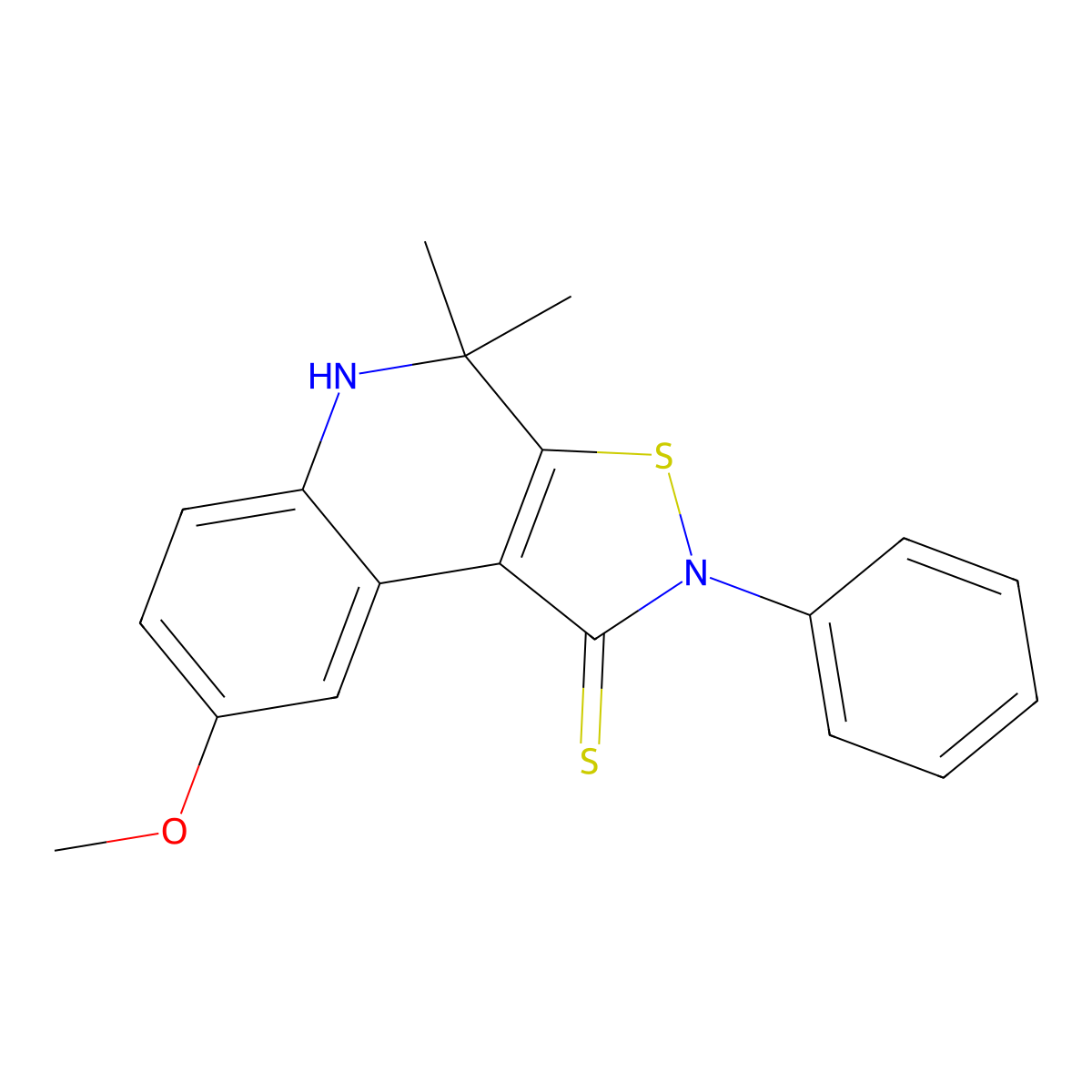 8-methoxy-4,4-dimethyl-2-phenyl-5H-[1,2]thiazolo[5,4-c]quinoline-1-thione molecular structure, CAS 306737-49-5