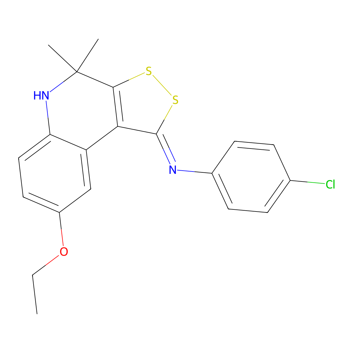N-(4-chlorophenyl)-8-ethoxy-4,4-dimethyl-5H-dithiolo[3,4-c]quinolin-1-imine molecular structure, CAS 306737-51-9