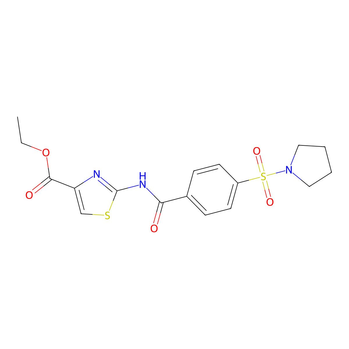 Ethyl 2-[4-(pyrrolidine-1-sulfonyl)benzamido]-1,3-thiazole-4-carboxylate molecular structure, CAS 306738-55-6
