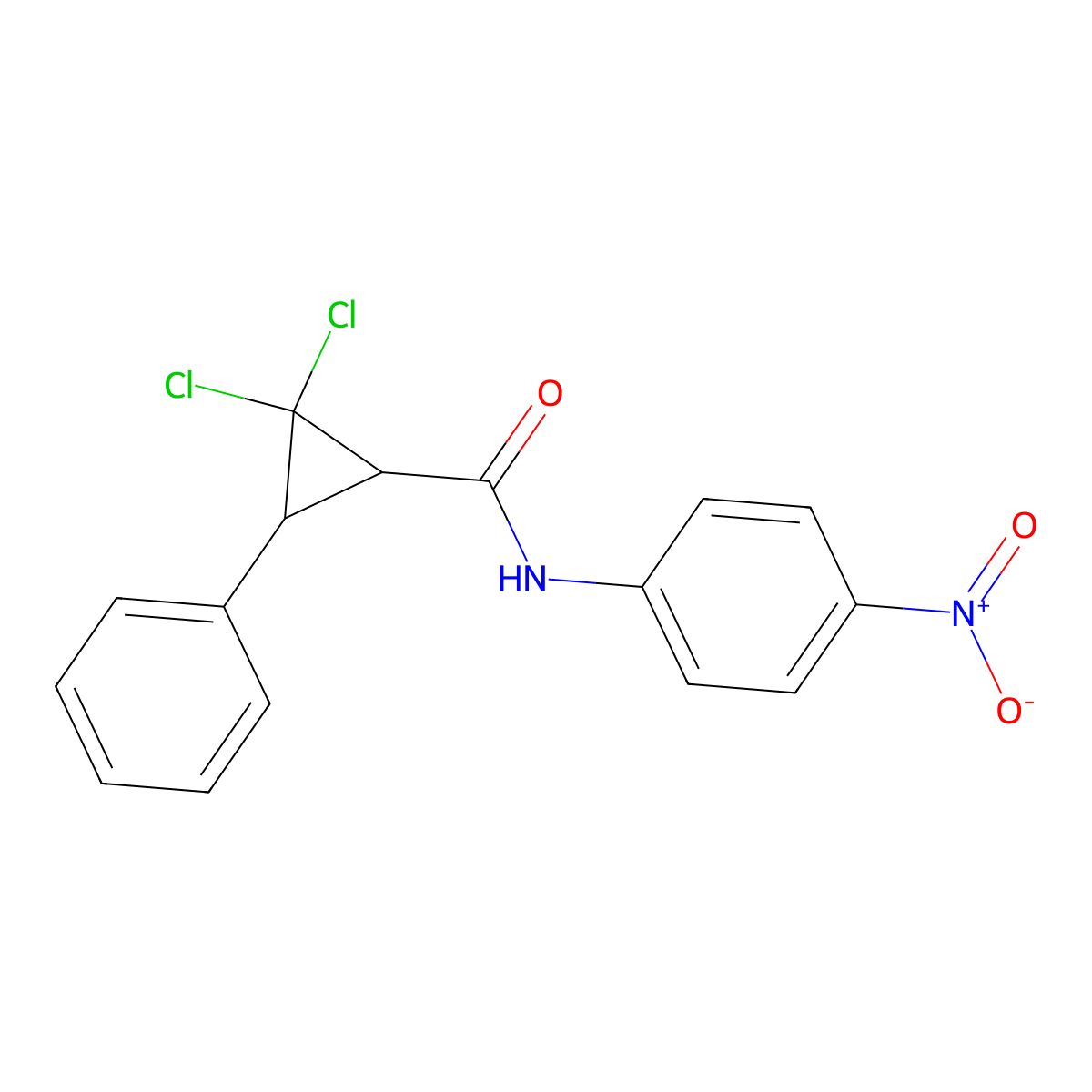 2,2-dichloro-N-(4-nitrophenyl)-3-phenylcyclopropane-1-carboxamide molecular structure, CAS 306743-06-6