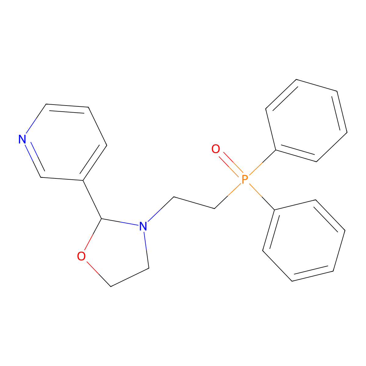 3-(2-Diphenylphosphorylethyl)-2-pyridin-3-yl-1,3-oxazolidine molecular structure, CAS 306743-07-7