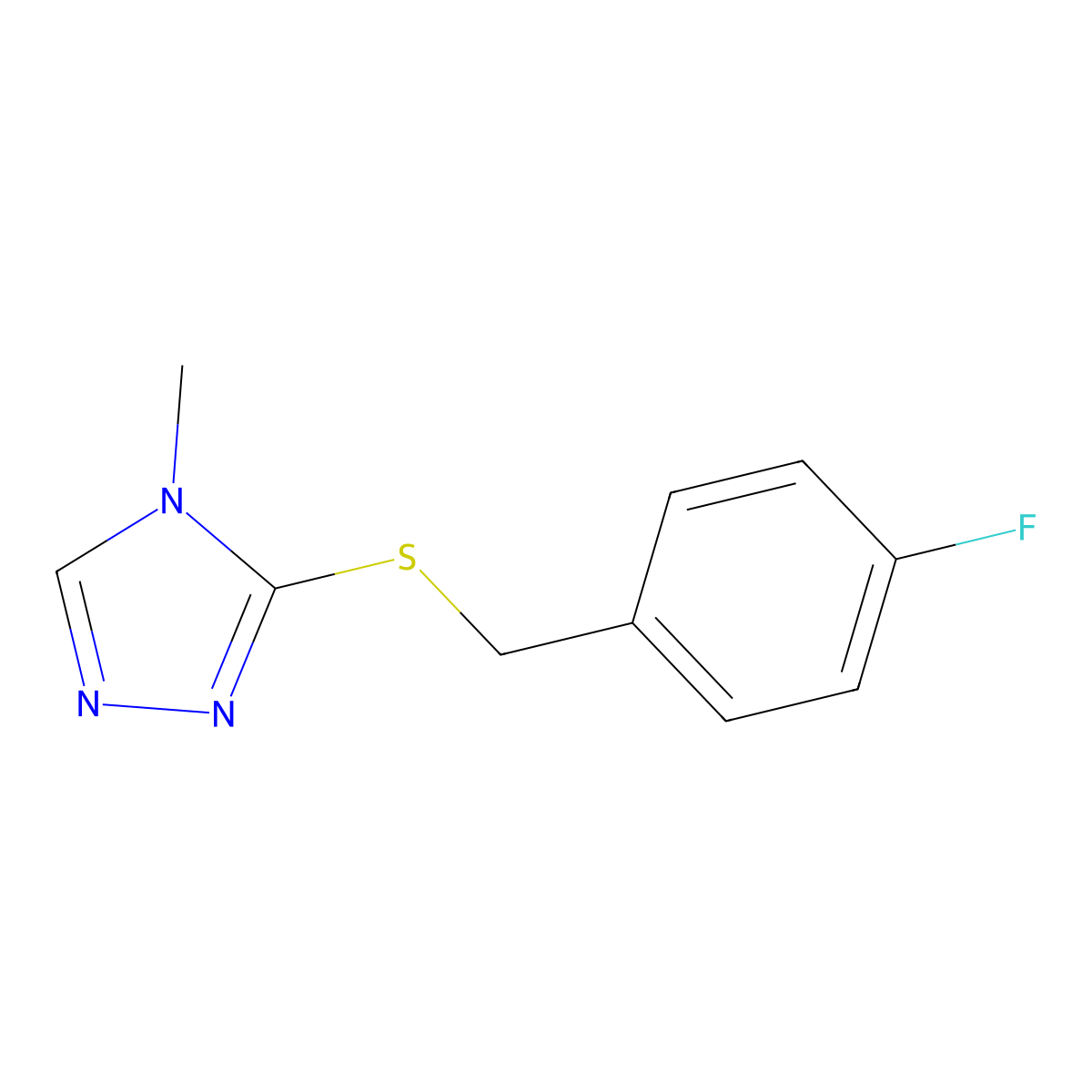 3-[(4-fluorobenzyl)thio]-4-methyl-4H-1,2,4-triazole molecular structure, CAS 306744-28-5