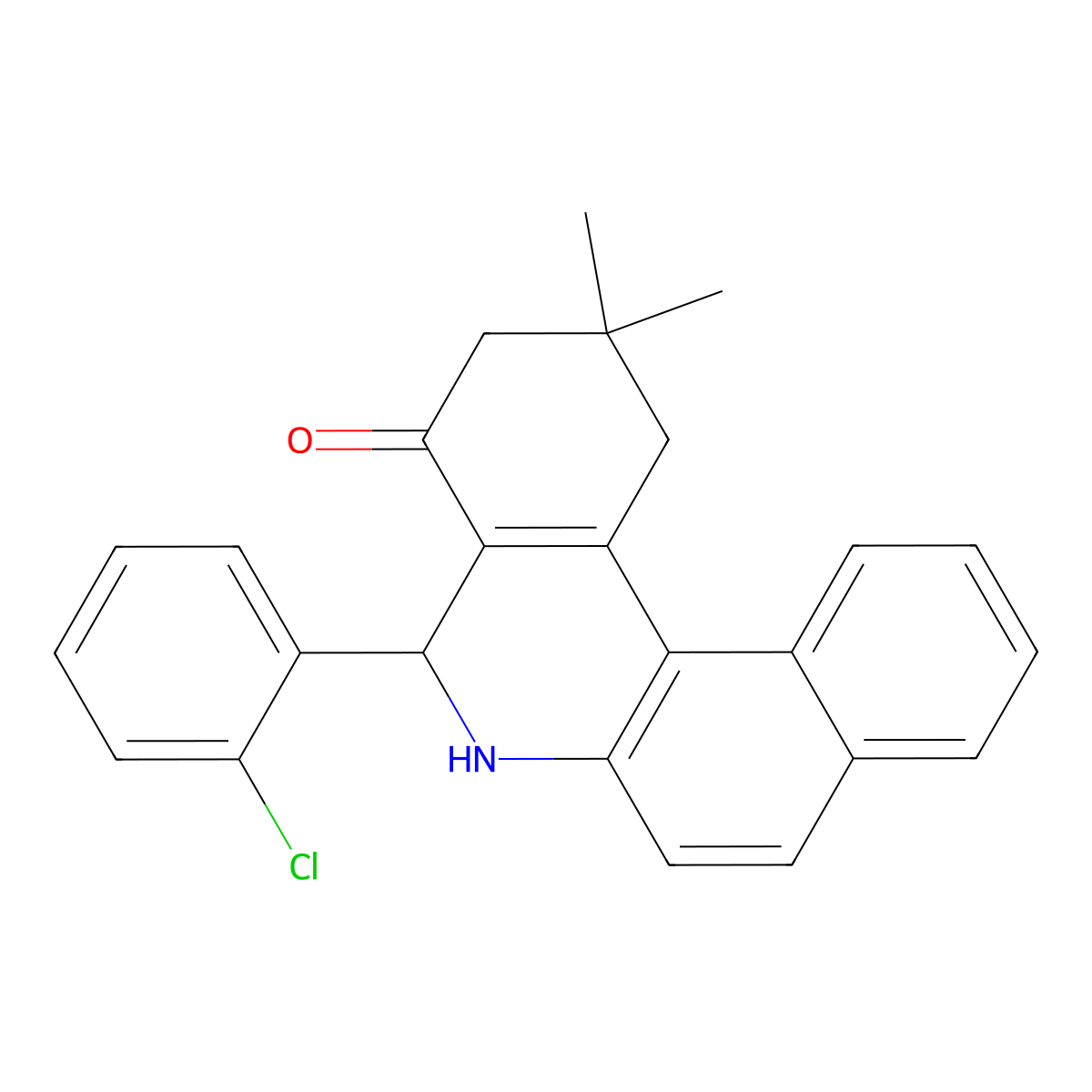 5-(2-chlorophenyl)-2,2-dimethyl-2,3,5,6-tetrahydrobenzo[a]phenanthridin-4(1H)-one molecular structure, CAS 306745-15-3