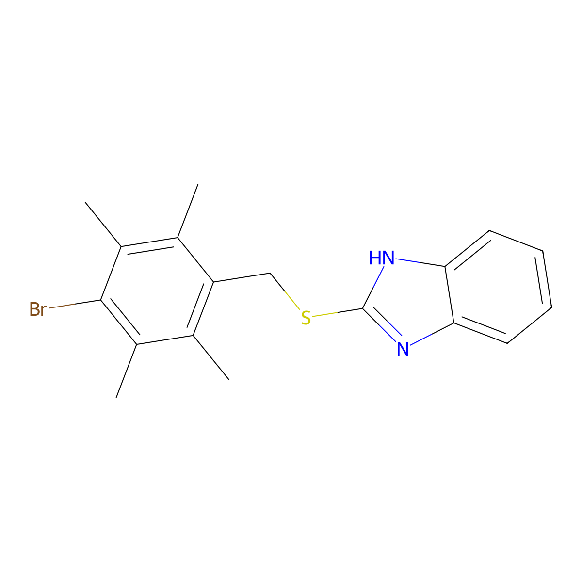 2-[(4-bromo-2,3,5,6-tetramethylbenzyl)sulfanyl]-1H-benzimidazole molecular structure, CAS 306746-16-7