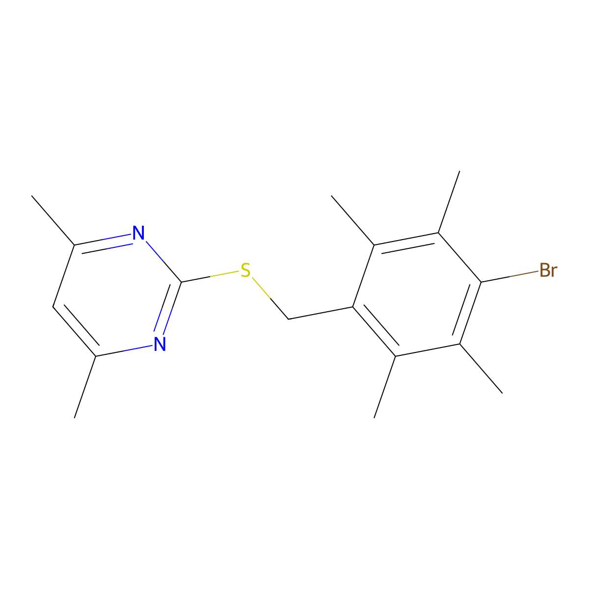 2-[(4-Bromo-2,3,5,6-tetramethylbenzyl)sulfanyl]-4,6-dimethylpyrimidine molecular structure, CAS 306746-19-0