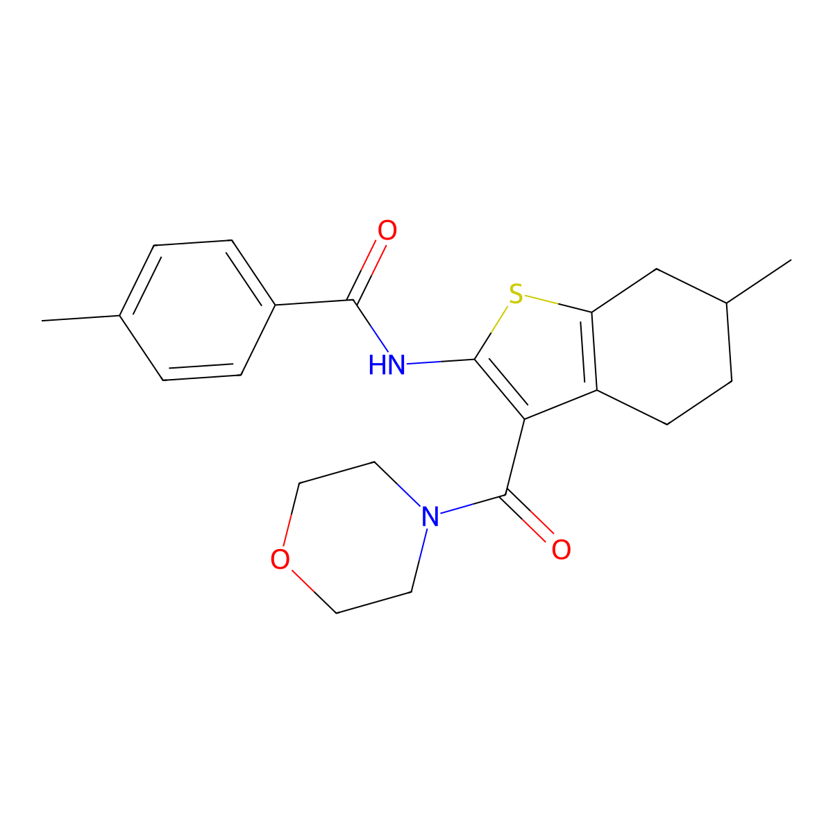 4-methyl-N-[6-methyl-3-(morpholine-4-carbonyl)-4,5,6,7-tetrahydro-1-benzothiophen-2-yl]benzamide molecular structure, CAS 306749-59-7