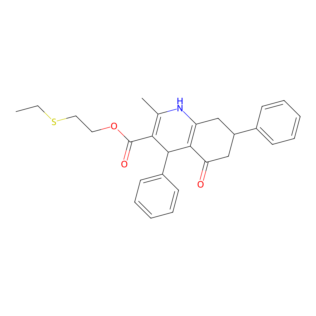 2-(Ethylsulfanyl)ethyl 2-methyl-5-oxo-4,7-diphenyl-1,4,5,6,7,8-hexahydroquinoline-3-carboxylate molecular structure, CAS 306749-72-4