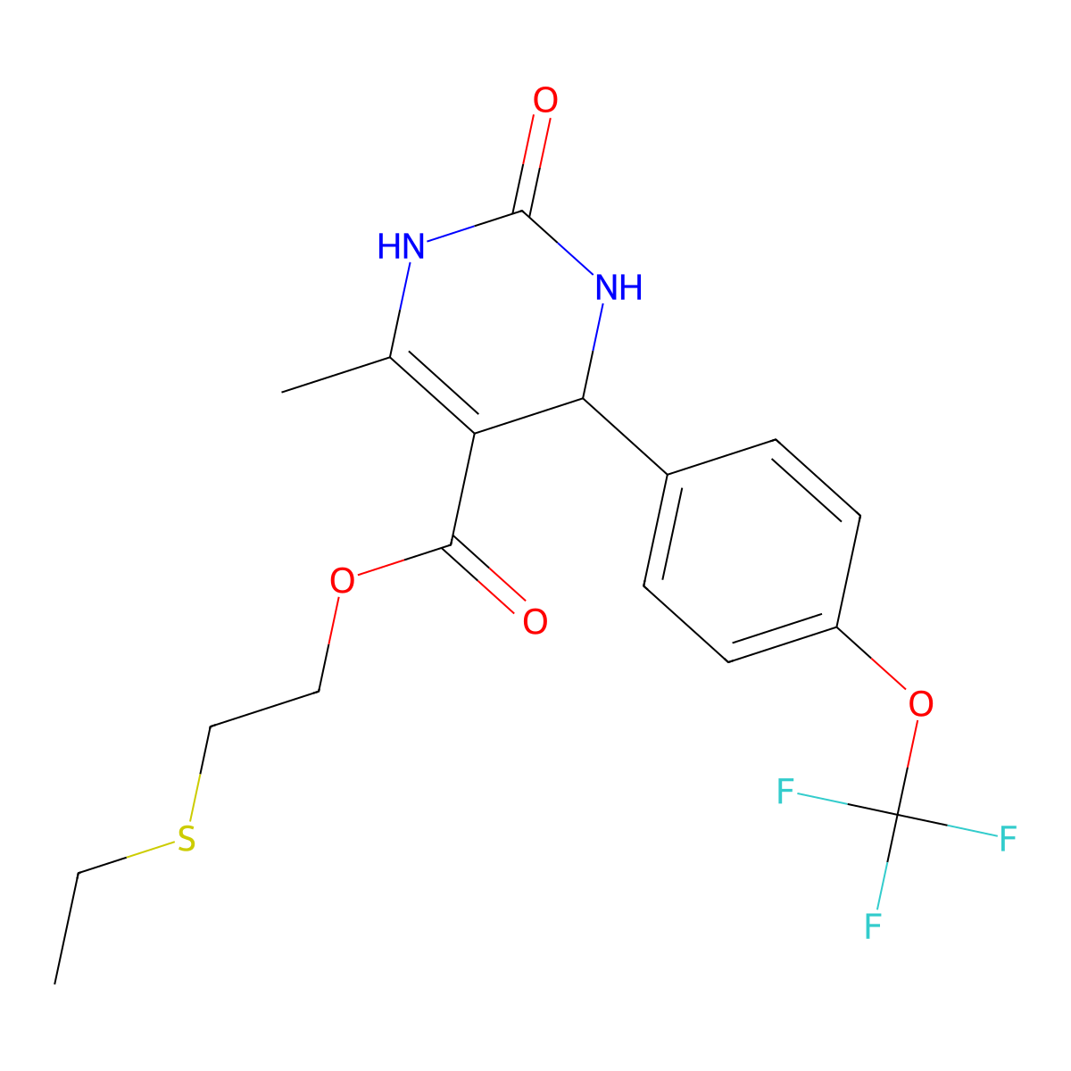 2-(Ethylsulfanyl)ethyl 6-methyl-2-oxo-4-[4-(trifluoromethoxy)phenyl]-1,2,3,4-tetrahydropyrimidine-5-carboxylate molecular structure, CAS 306749-89-3