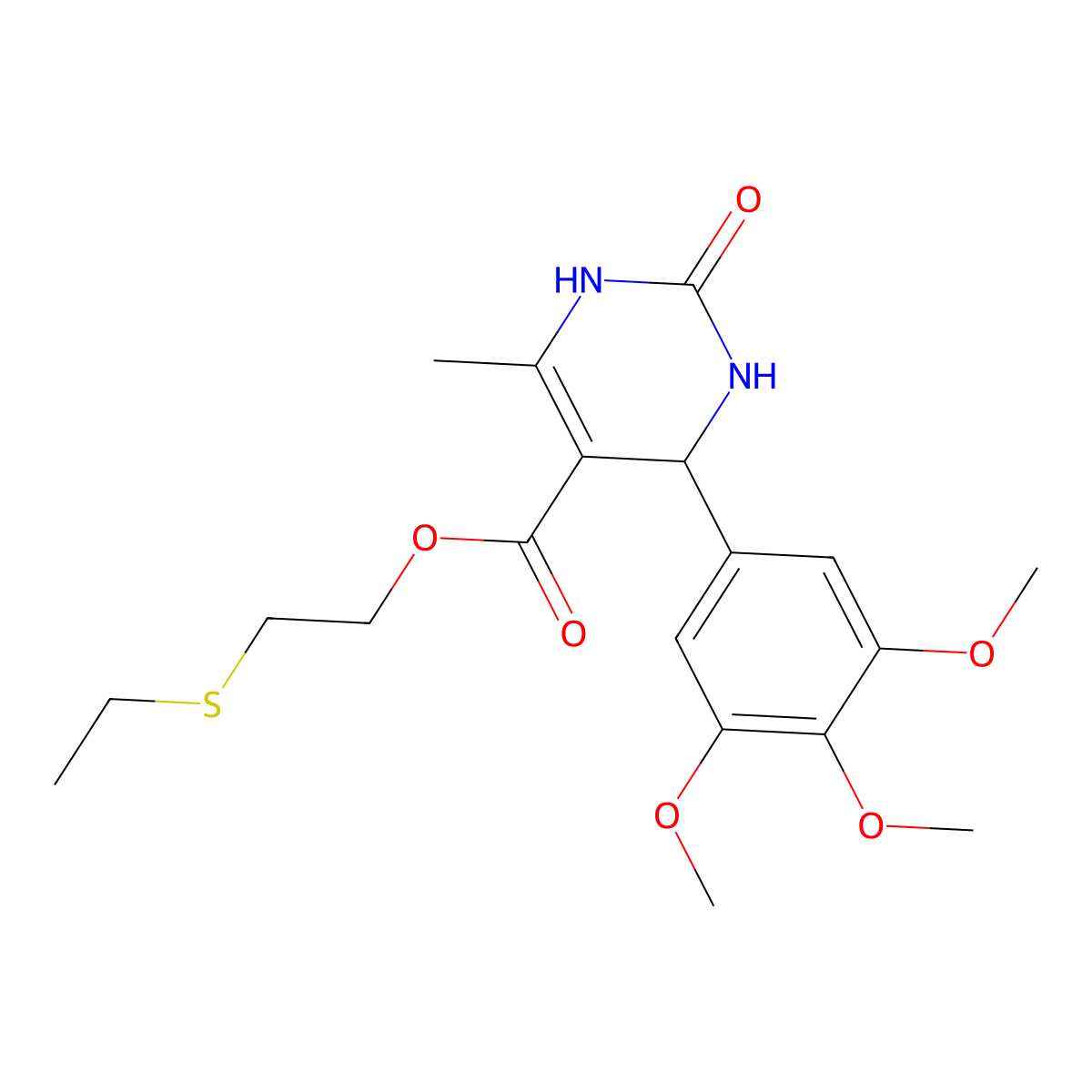 2-(Ethylsulfanyl)ethyl 6-methyl-2-oxo-4-(3,4,5-trimethoxyphenyl)-1,2,3,4-tetrahydropyrimidine-5-carboxylate molecular structure, CAS 306749-92-8