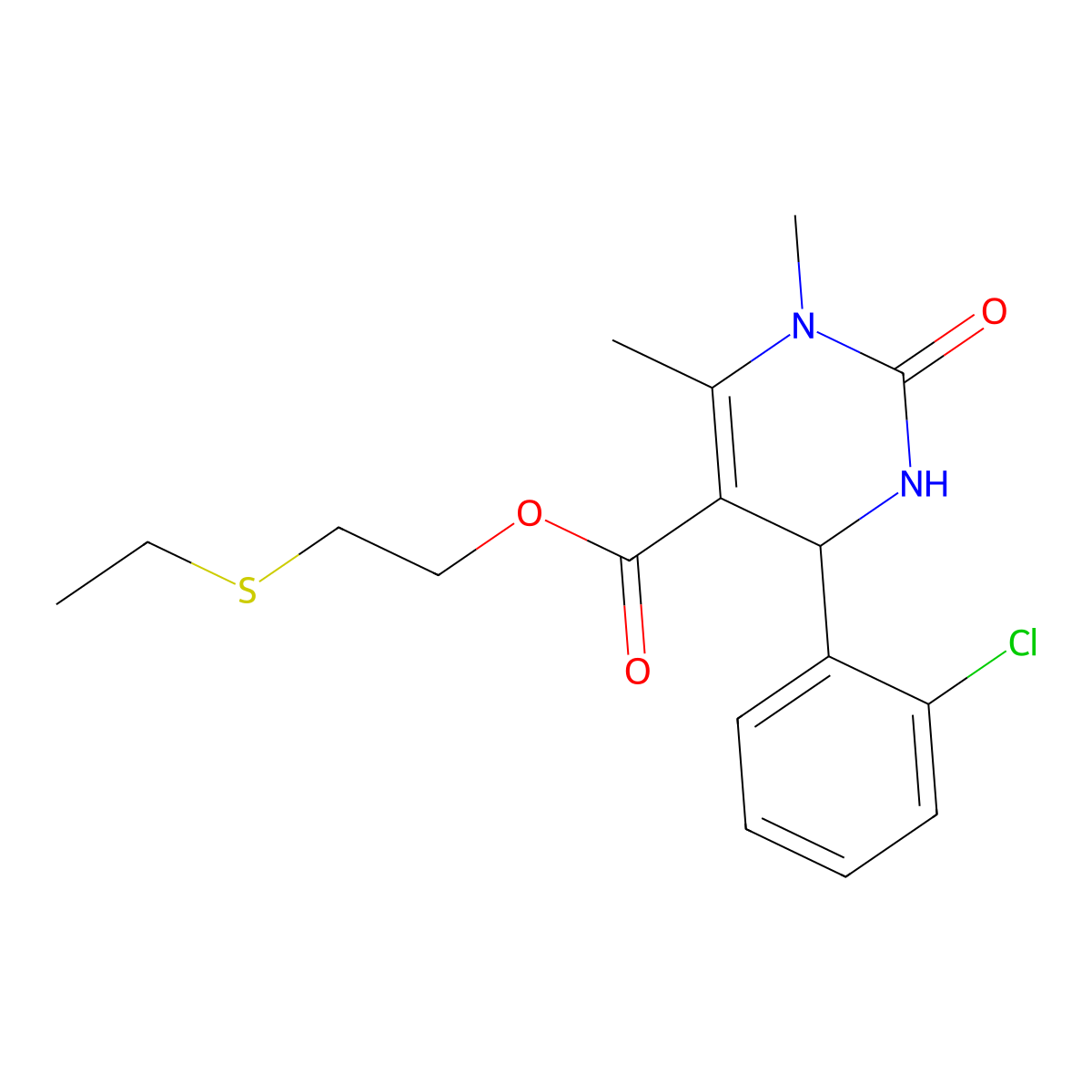 2-(Ethylsulfanyl)ethyl 4-(2-chlorophenyl)-1,6-dimethyl-2-oxo-1,2,3,4-tetrahydropyrimidine-5-carboxylate molecular structure, CAS 306750-04-9