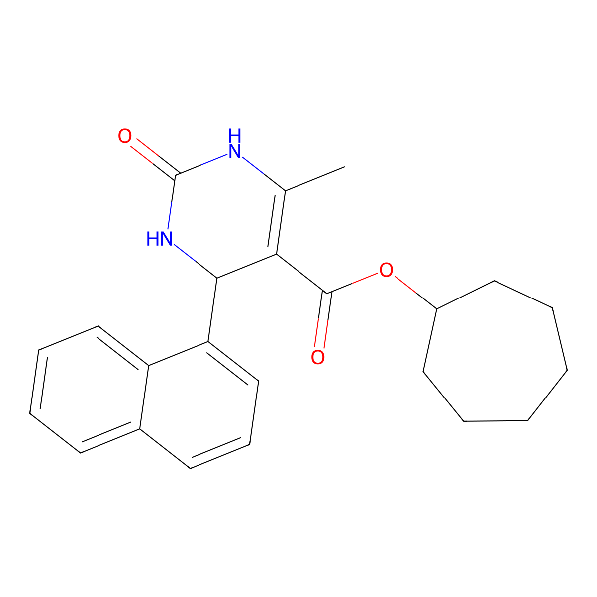 Cycloheptyl 6-methyl-4-(naphthalen-1-yl)-2-oxo-1,2,3,4-tetrahydropyrimidine-5-carboxylate molecular structure, CAS 306750-20-9