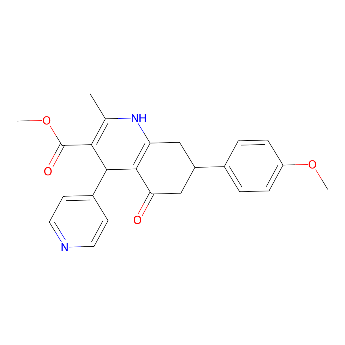 Methyl 7-(4-methoxyphenyl)-2-methyl-5-oxo-4-(pyridin-4-yl)-1,4,5,6,7,8-hexahydroquinoline-3-carboxylate molecular structure, CAS 306750-24-3