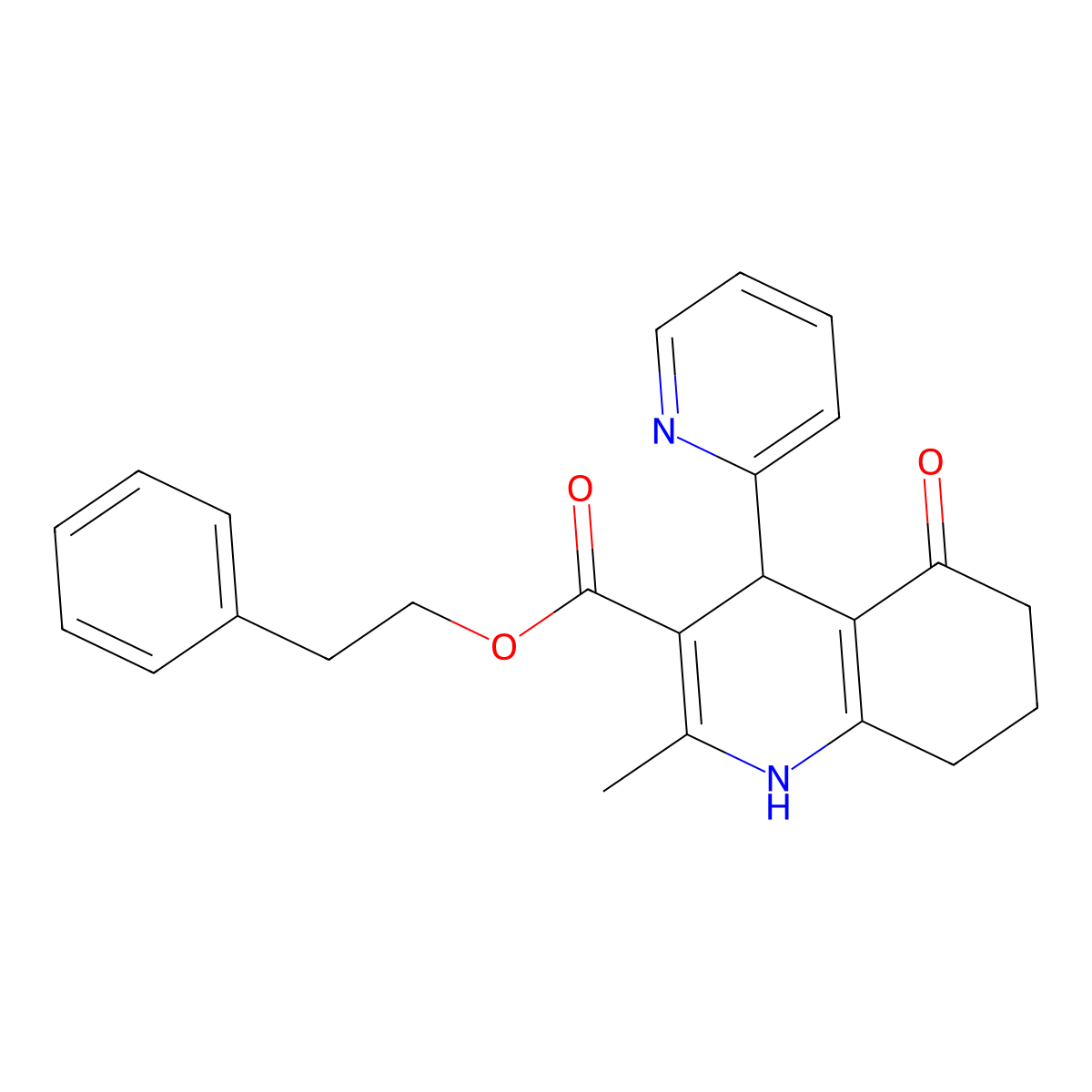2-Phenylethyl 2-methyl-5-oxo-4-(pyridin-2-yl)-1,4,5,6,7,8-hexahydroquinoline-3-carboxylate molecular structure, CAS 306750-33-4
