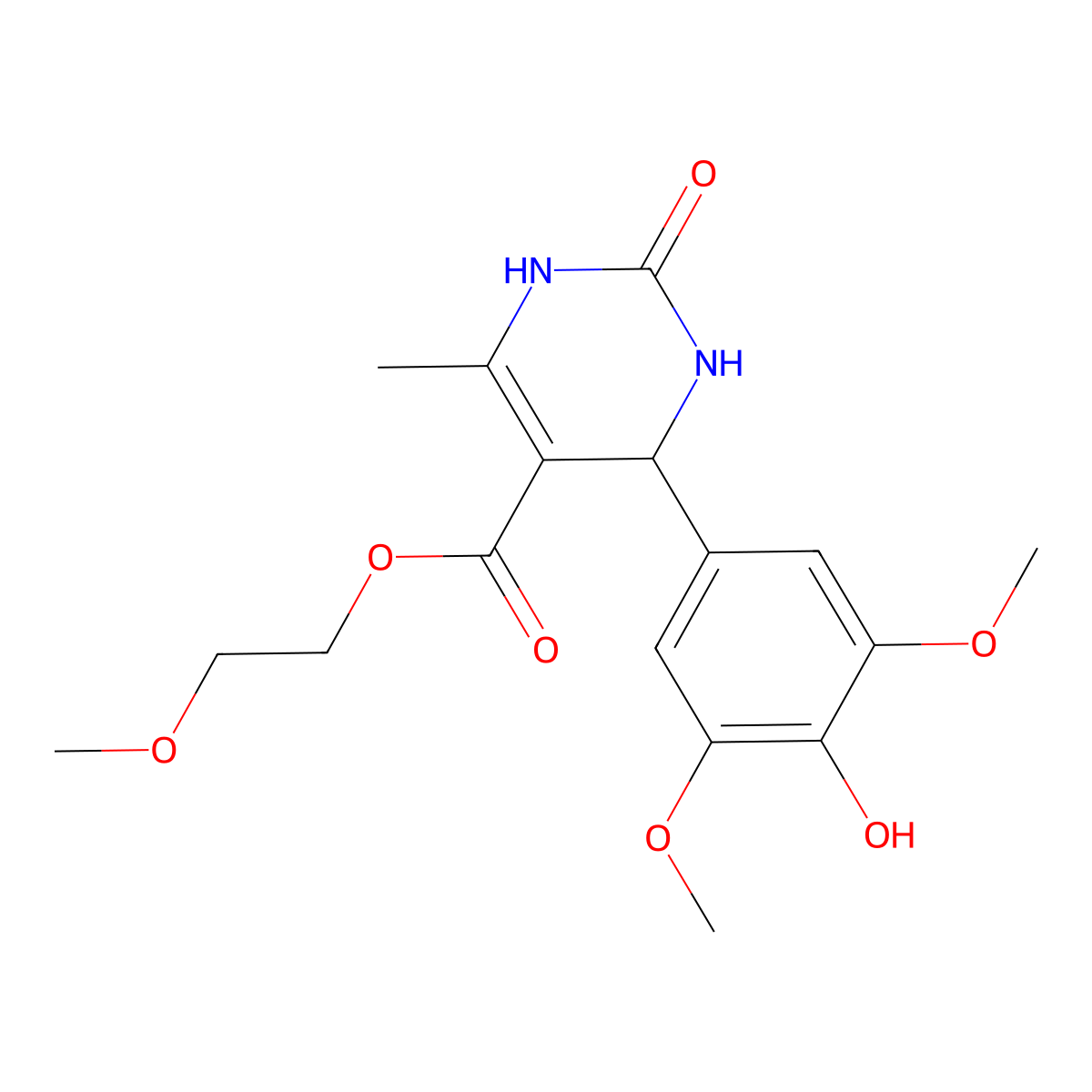 2-Methoxyethyl 4-(4-hydroxy-3,5-dimethoxyphenyl)-6-methyl-2-oxo-1,2,3,4-tetrahydropyrimidine-5-carboxylate molecular structure, CAS 306750-88-9
