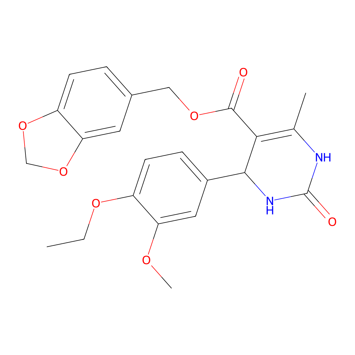 1,3-Benzodioxol-5-ylmethyl 4-(4-ethoxy-3-methoxyphenyl)-6-methyl-2-oxo-1,2,3,4-tetrahydropyrimidine-5-carboxylate molecular structure, CAS 306750-92-5