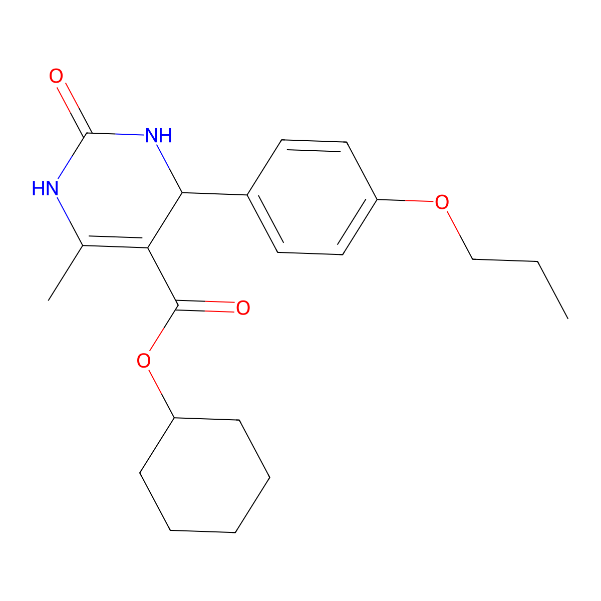 Cyclohexyl 6-methyl-2-oxo-4-(4-propoxyphenyl)-1,2,3,4-tetrahydropyrimidine-5-carboxylate molecular structure, CAS 306751-21-3
