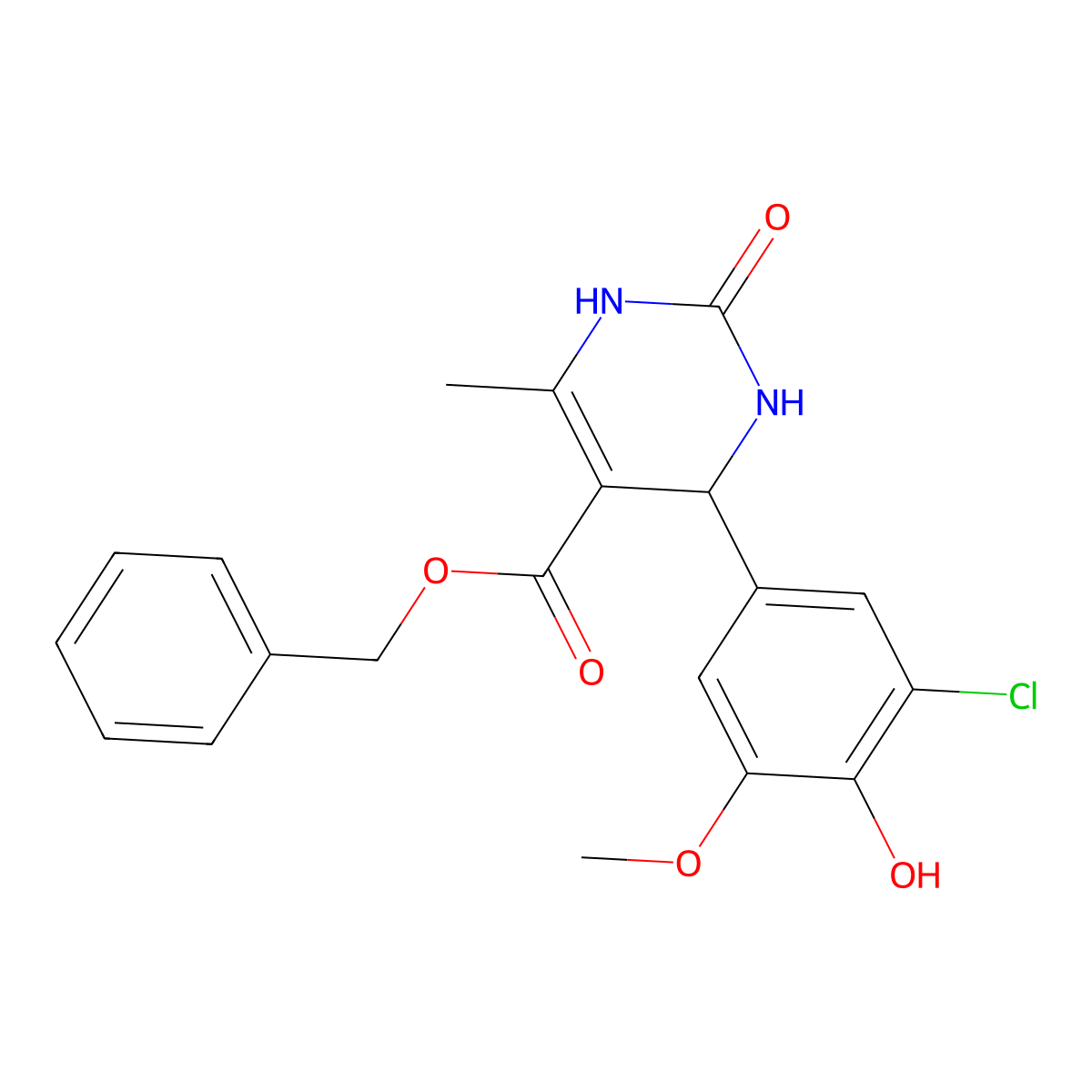 Benzyl 4-(3-chloro-4-hydroxy-5-methoxyphenyl)-6-methyl-2-oxo-1,2,3,4-tetrahydropyrimidine-5-carboxylate molecular structure, CAS 306751-60-0