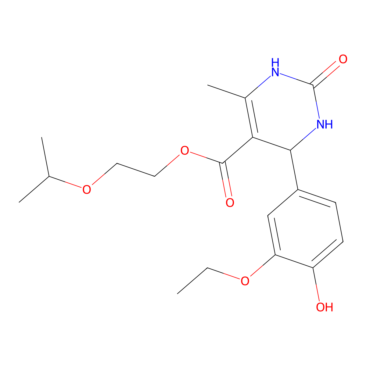 2-(Propan-2-yloxy)ethyl 4-(3-ethoxy-4-hydroxyphenyl)-6-methyl-2-oxo-1,2,3,4-tetrahydropyrimidine-5-carboxylate molecular structure, CAS 306751-74-6