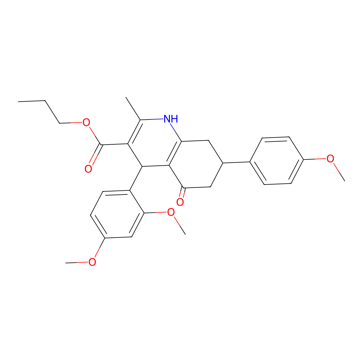 Propyl 4-(2,4-dimethoxyphenyl)-7-(4-methoxyphenyl)-2-methyl-5-oxo-1,4,5,6,7,8-hexahydroquinoline-3-carboxylate molecular structure, CAS 306752-11-4