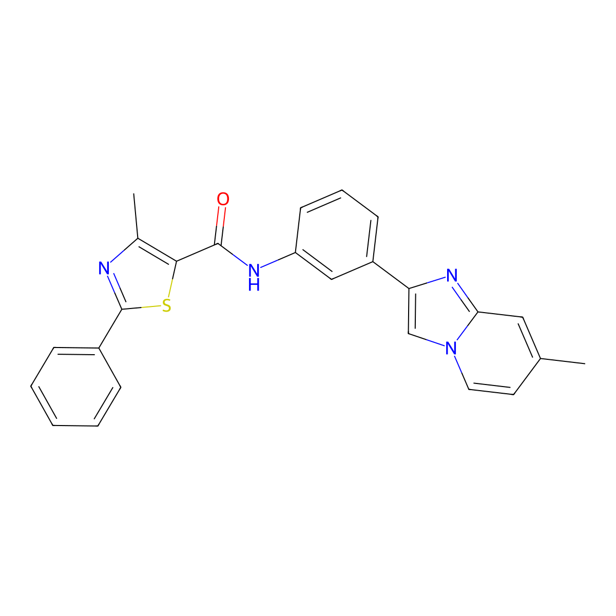 4-methyl-N-[3-(7-methylimidazo[1,2-a]pyridin-2-yl)phenyl]-2-phenyl-1,3-thiazole-5-carboxamide molecular structure, CAS 306752-17-0
