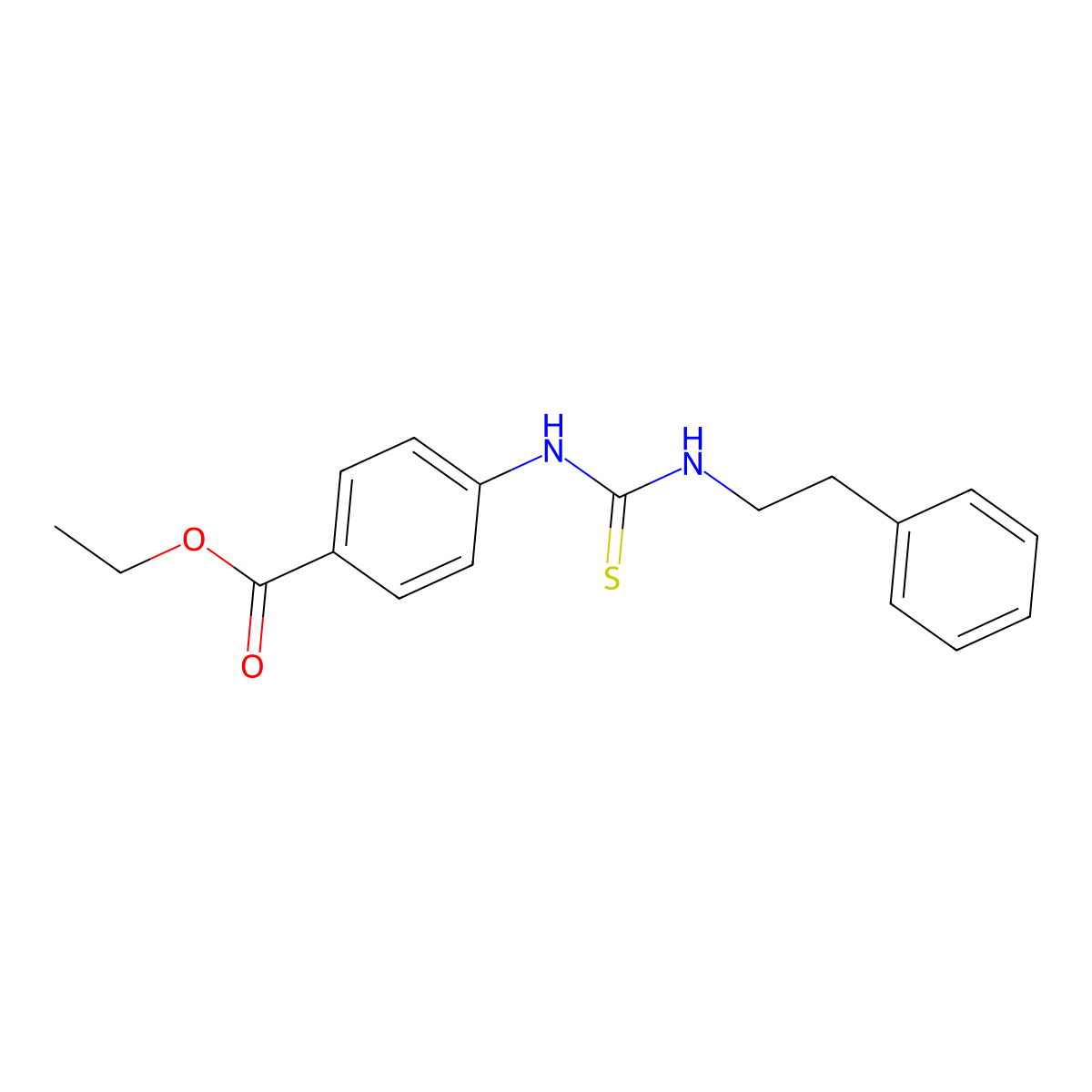 Ethyl 4-({[(2-phenylethyl)amino]carbonothioyl}amino)benzoate molecular structure, CAS 306752-43-2