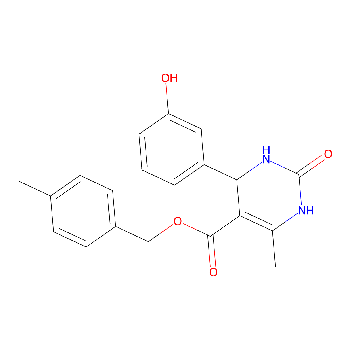 4-Methylbenzyl 4-(3-hydroxyphenyl)-6-methyl-2-oxo-1,2,3,4-tetrahydropyrimidine-5-carboxylate molecular structure, CAS 306752-44-3