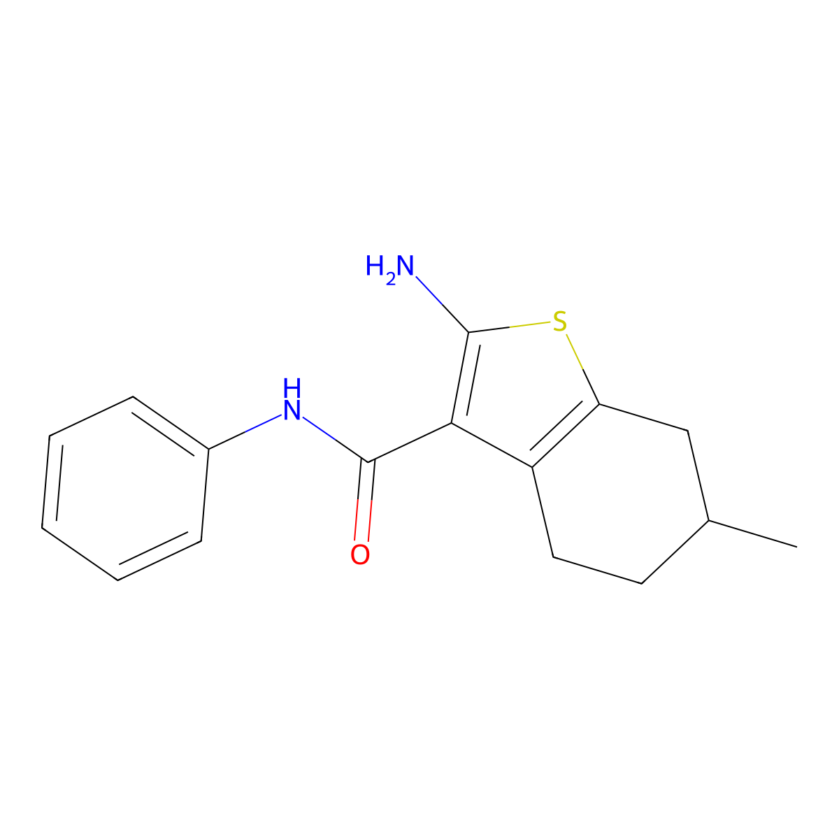 2-amino-6-methyl-N-phenyl-4,5,6,7-tetrahydro-1-benzothiophene-3-carboxamide molecular structure, CAS 306752-53-4
