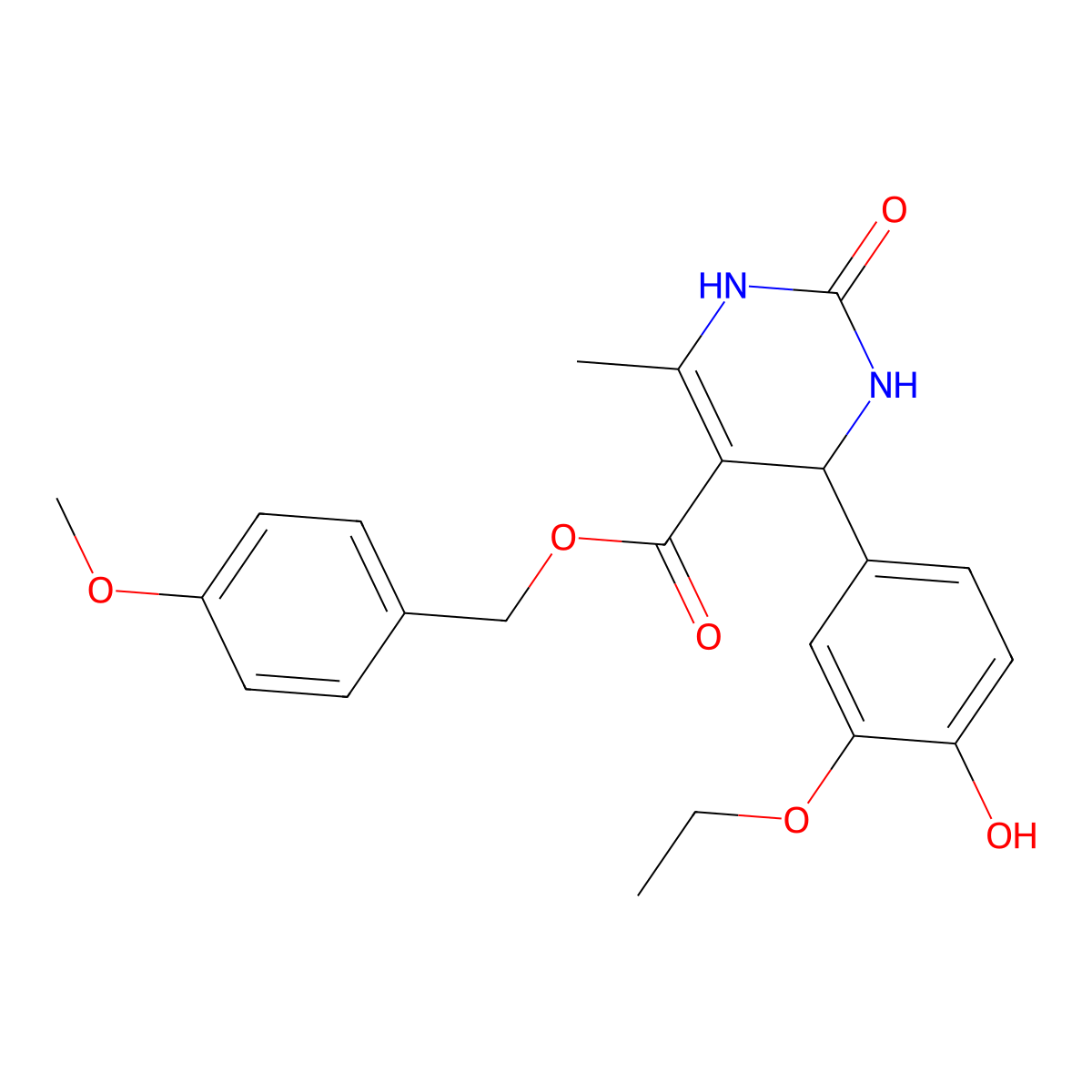 (4-Methoxyphenyl)methyl 4-(3-ethoxy-4-hydroxyphenyl)-6-methyl-2-oxo-1,2,3,4-tetrahydropyrimidine-5-carboxylate molecular structure, CAS 306752-82-9