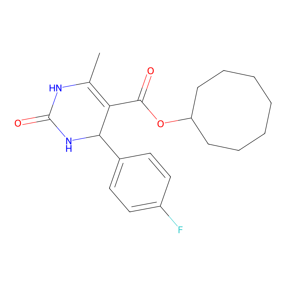 Cyclooctyl 4-(4-fluorophenyl)-6-methyl-2-oxo-1,2,3,4-tetrahydro-5-pyrimidinecarboxylate molecular structure, CAS 306752-87-4