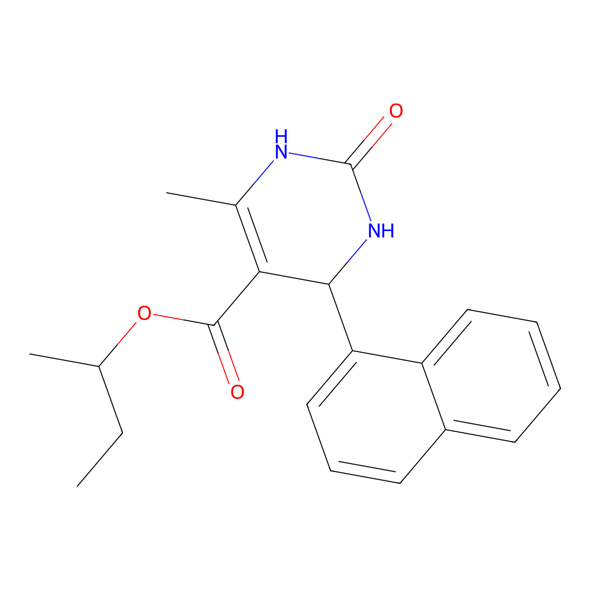 Sec-butyl 6-methyl-4-(1-naphthyl)-2-oxo-1,2,3,4-tetrahydro-5-pyrimidinecarboxylate molecular structure, CAS 306752-89-6