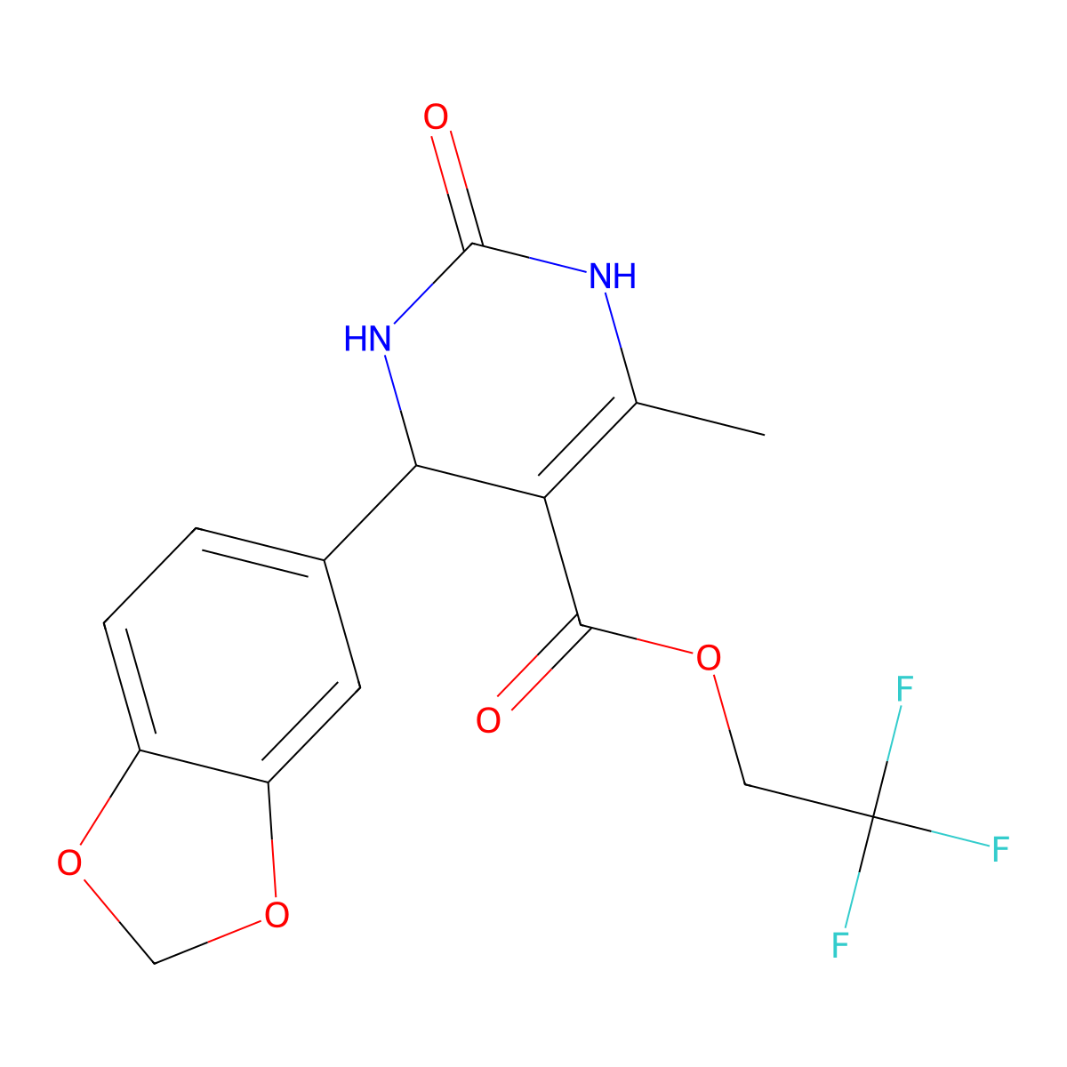 2,2,2-Trifluoroethyl 4-(1,3-benzodioxol-5-yl)-6-methyl-2-oxo-1,2,3,4-tetrahydropyrimidine-5-carboxylate molecular structure, CAS 306752-95-4