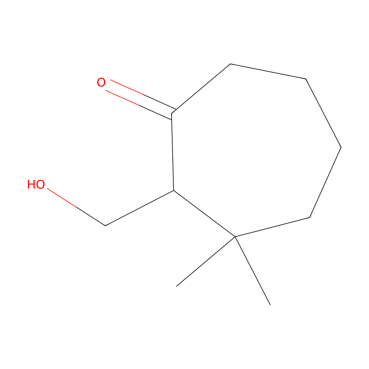 2-(Hydroxymethyl)-3,3-dimethylcycloheptanone molecular structure, CAS 3067528-26-8