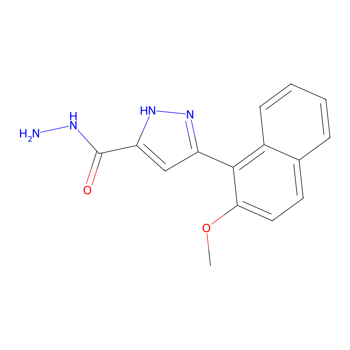 3-(2-methoxynaphthalen-1-yl)-1H-pyrazole-5-carbohydrazide molecular structure, CAS 306754-99-4