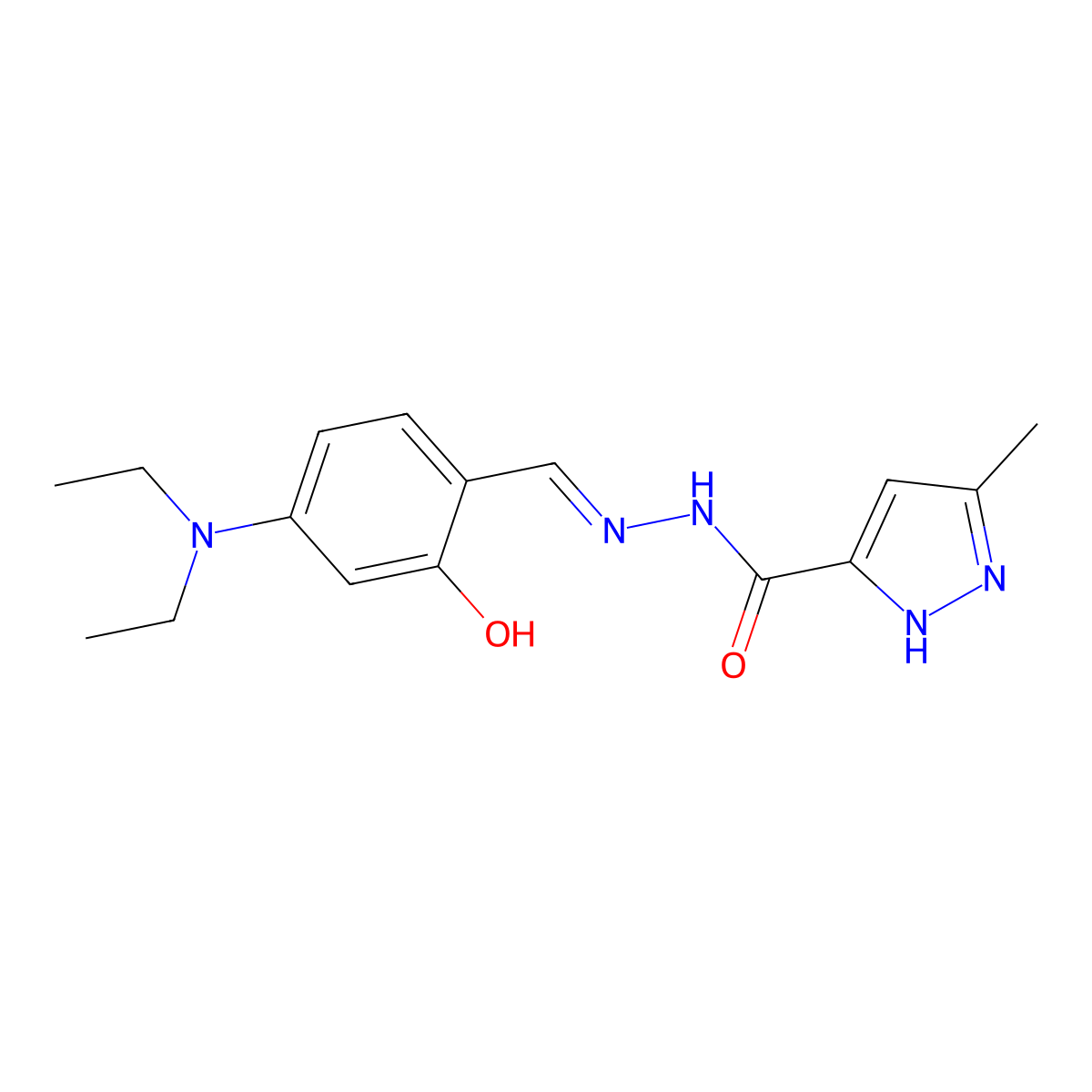 N'-{(Z)-[4-(Diethylamino)-2-hydroxyphenyl]methylidene}-3-methyl-1H-pyrazole-5-carbohydrazide molecular structure, CAS 306755-70-4