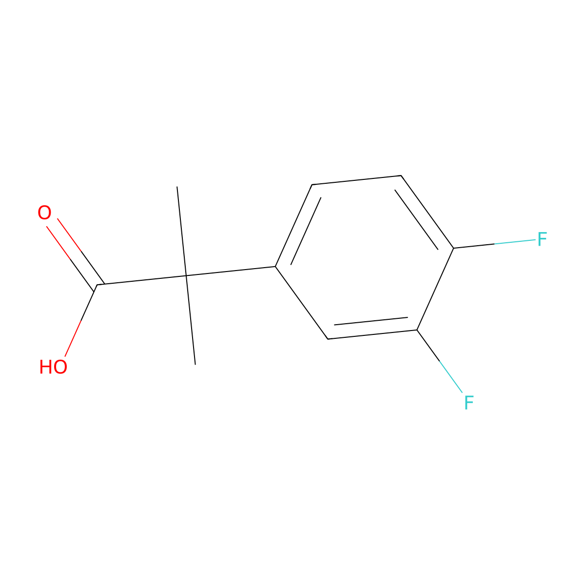 2-(3,4-Difluorophenyl)-2-methylpropanoic acid molecular structure, CAS 306761-55-7