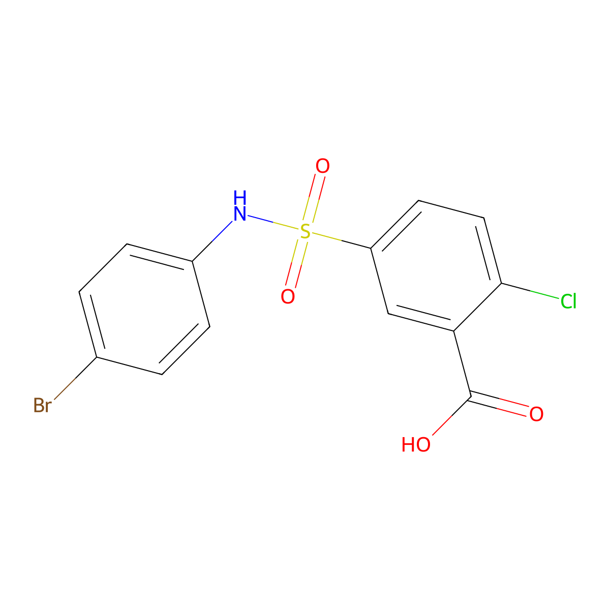 5-(4-Bromo-phenylsulfamoyl)-2-chloro-benzoic acid molecular structure, CAS 306764-81-8