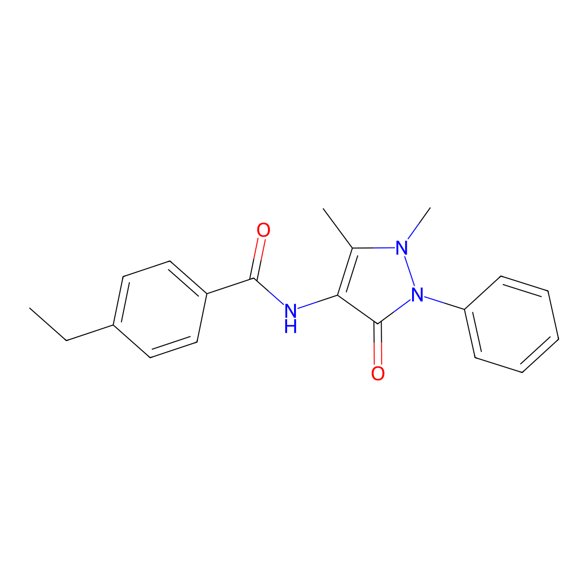 N-(1,5-dimethyl-3-oxo-2-phenylpyrazol-4-yl)-4-ethylbenzamide molecular structure, CAS 306765-10-6