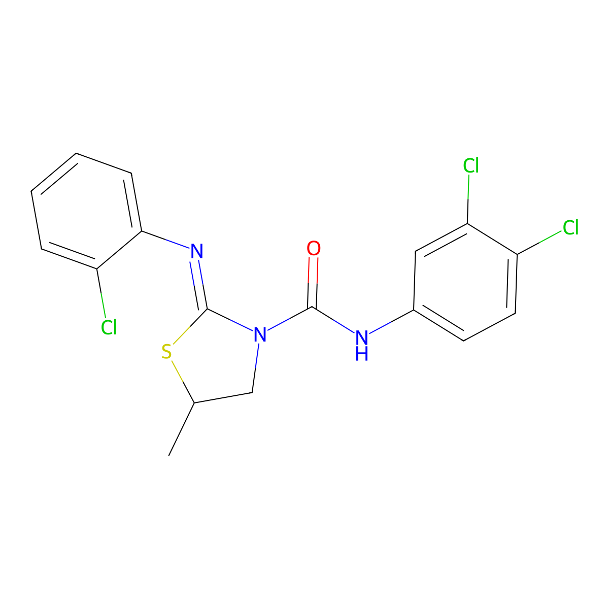 2-[(2-chlorophenyl)imino]-N-(3,4-dichlorophenyl)-5-methyl-1,3-thiazolidine-3-carboxamide molecular structure, CAS 306765-21-9