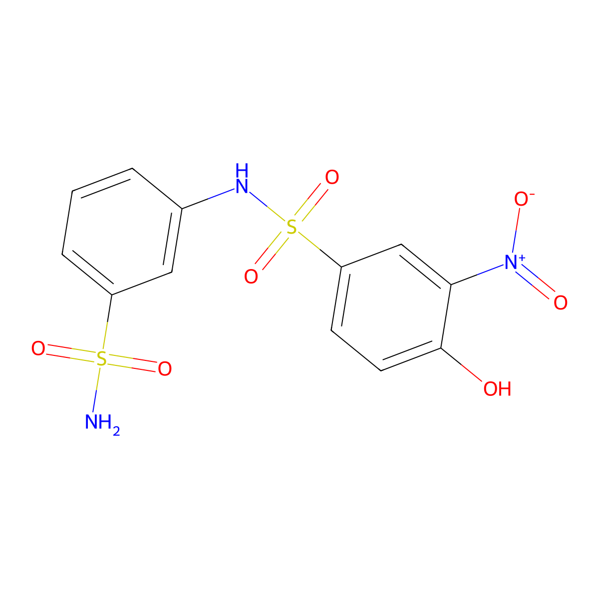 4-hydroxy-3-nitro-N-(3-sulfamoylphenyl)benzenesulfonamide molecular structure, CAS 306765-87-7