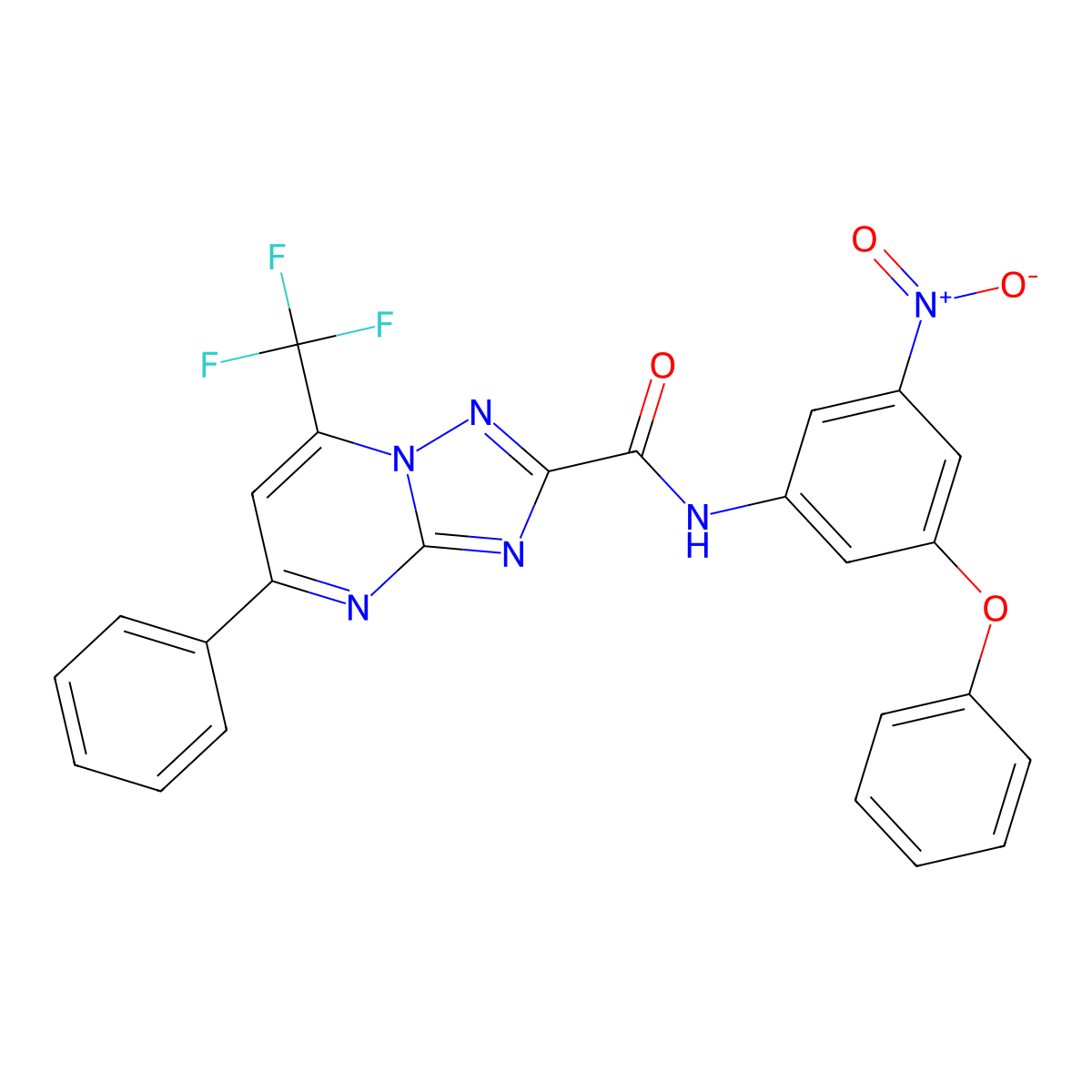 N-(3-nitro-5-phenoxyphenyl)-5-phenyl-7-(trifluoromethyl)-[1,2,4]triazolo[1,5-a]pyrimidine-2-carboxamide molecular structure, CAS 306765-93-5