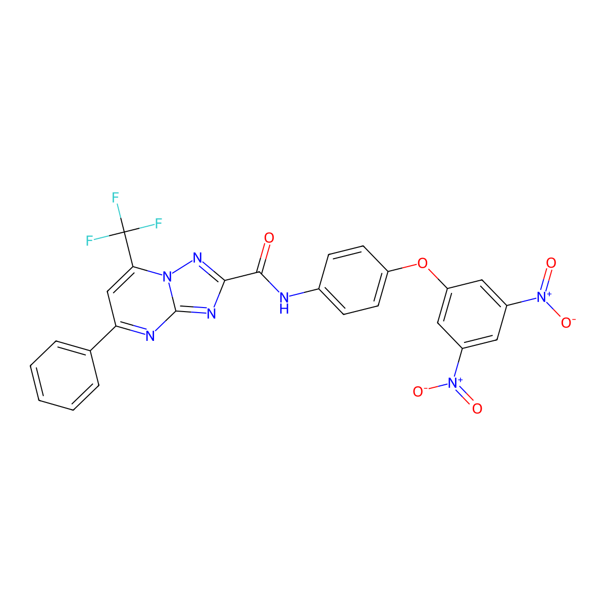 N-[4-(3,5-dinitrophenoxy)phenyl]-5-phenyl-7-(trifluoromethyl)-[1,2,4]triazolo[1,5-a]pyrimidine-2-carboxamide molecular structure, CAS 306766-04-1