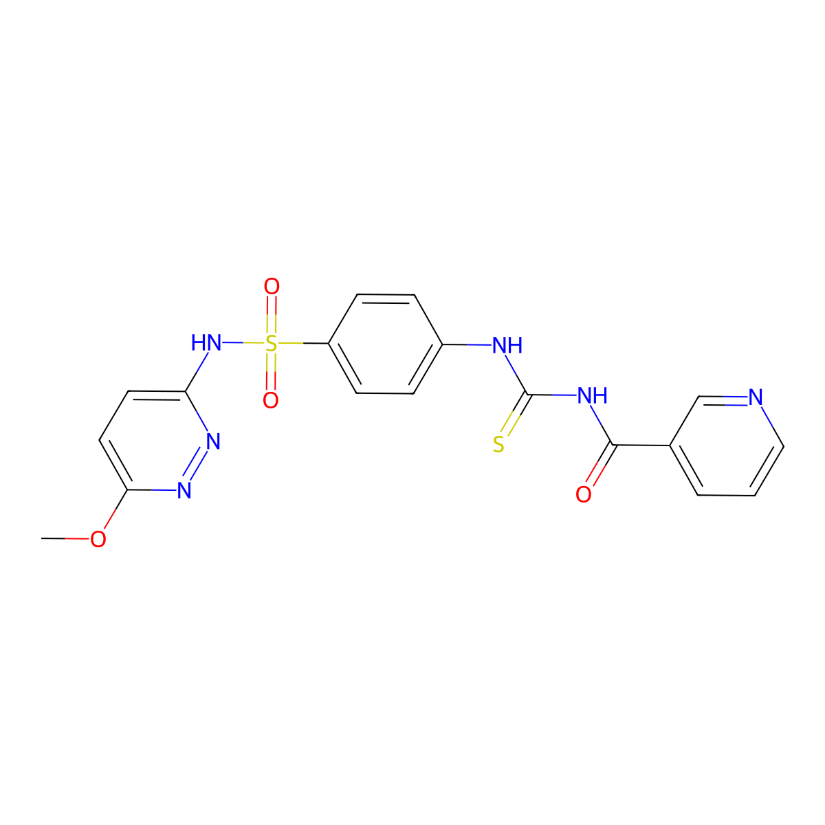 N-[[4-[(6-methoxypyridazin-3-yl)sulfamoyl]phenyl]carbamothioyl]pyridine-3-carboxamide molecular structure, CAS 306766-92-7