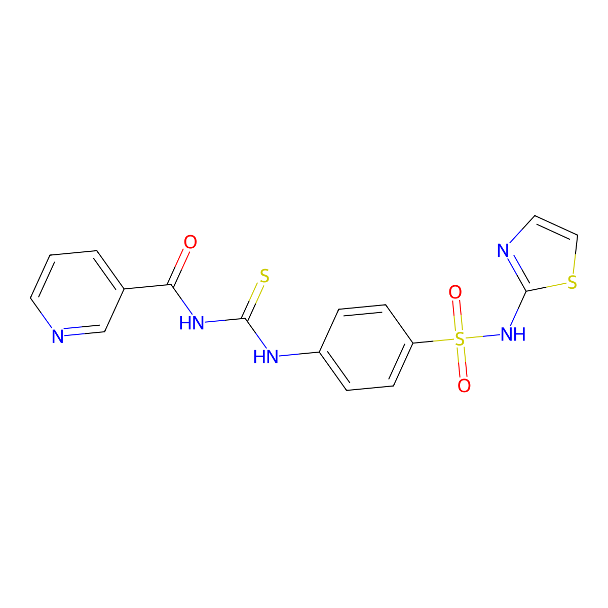 N-[[4-(1,3-thiazol-2-ylsulfamoyl)phenyl]carbamothioyl]pyridine-3-carboxamide molecular structure, CAS 306766-94-9