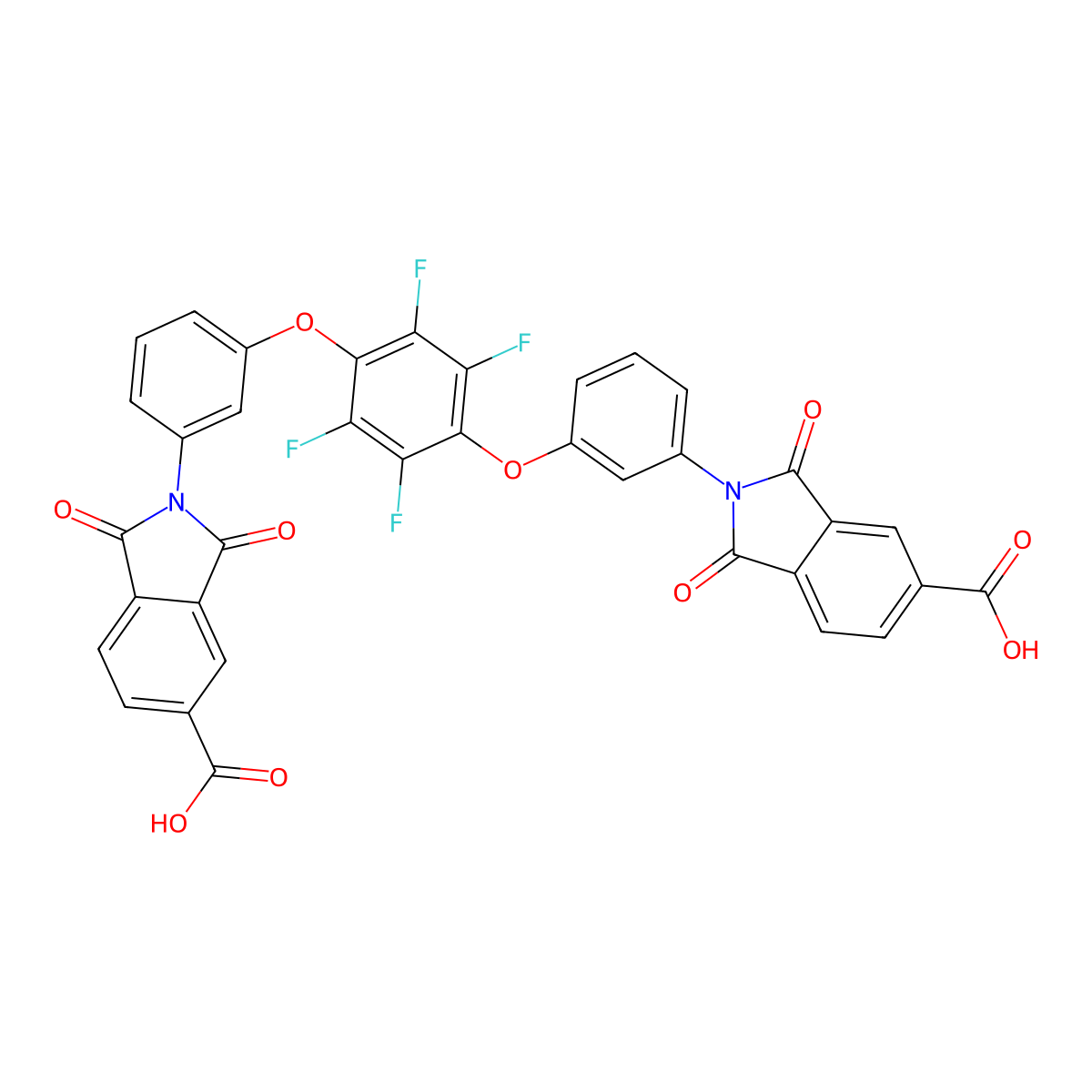 2,2'-(((Perfluoro-1,4-phenylene)bis(oxy))bis(3,1-phenylene))bis(1,3-dioxoisoindoline-5-carboxylic acid) molecular structure, CAS 306767-02-2