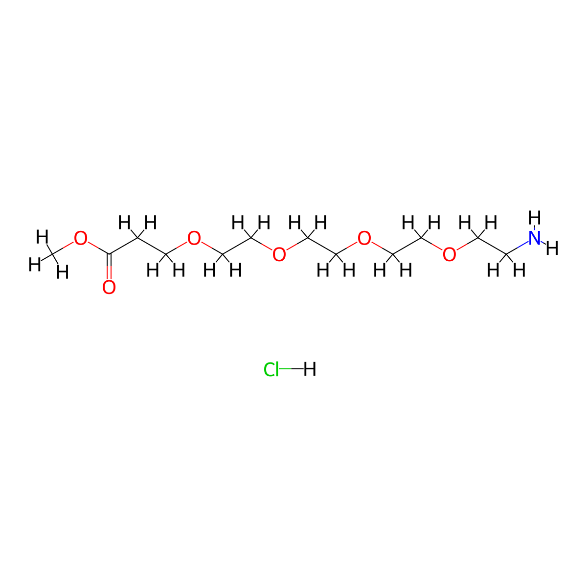 Methyl 1-amino-3,6,9,12-tetraoxapentadecan-15-oate hydrochloride molecular structure, CAS 3067682-77-0