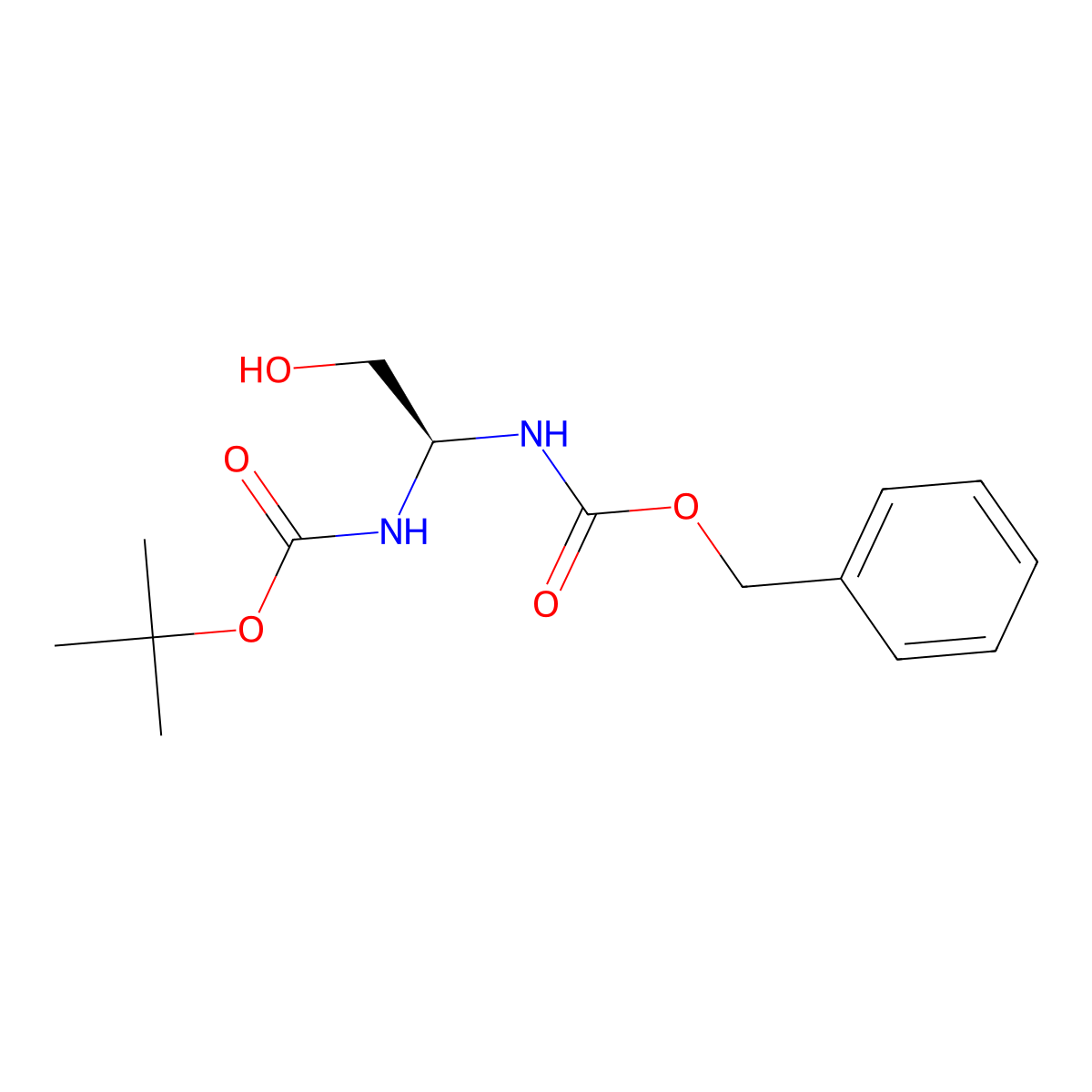 (S)-Benzyl tert-butyl (2-hydroxyethane-1,1-diyl)dicarbamate molecular structure, CAS 306773-86-4