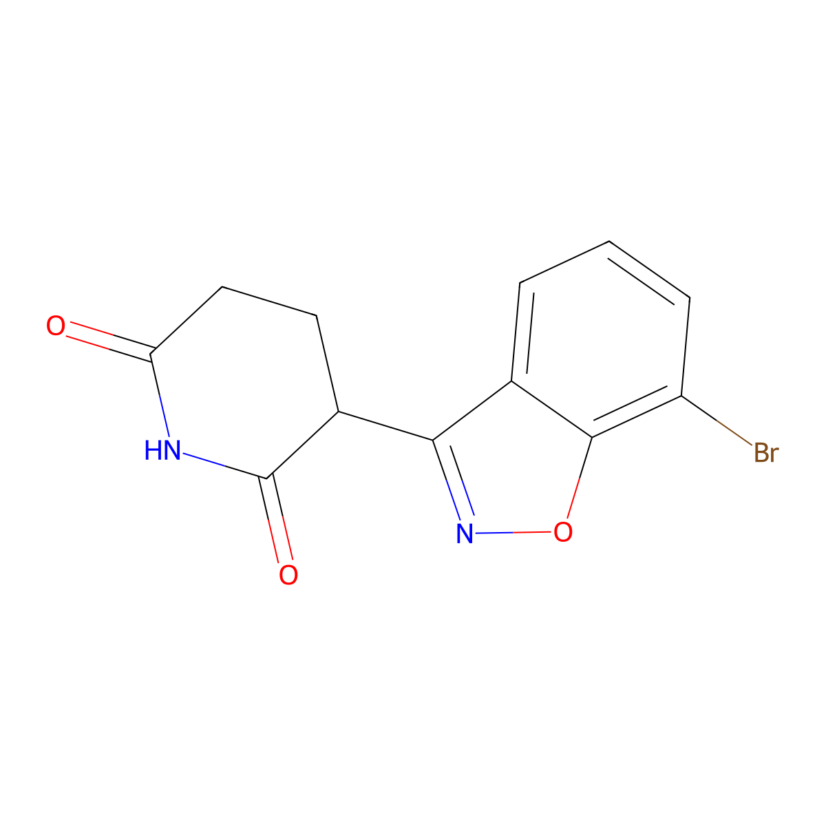 3-(7-Bromo-1,2-benzoxazol-3-yl)piperidine-2,6-dione molecular structure, CAS 3067882-74-7
